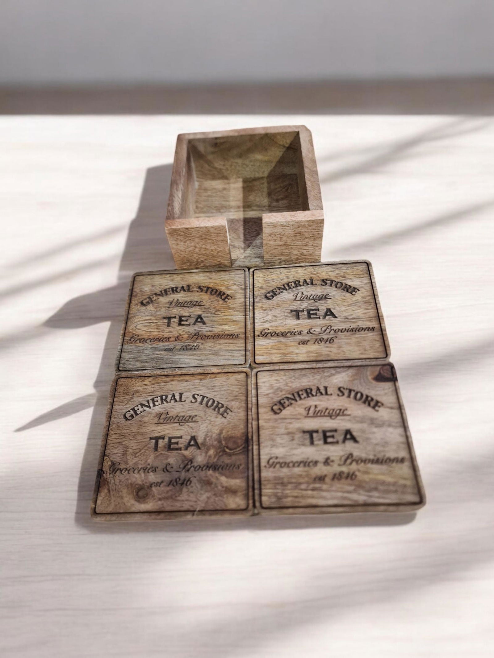 Eleanoras TEA GENERAL STORE COASTERS Set Of 4 PLACEMATS & COASTERS