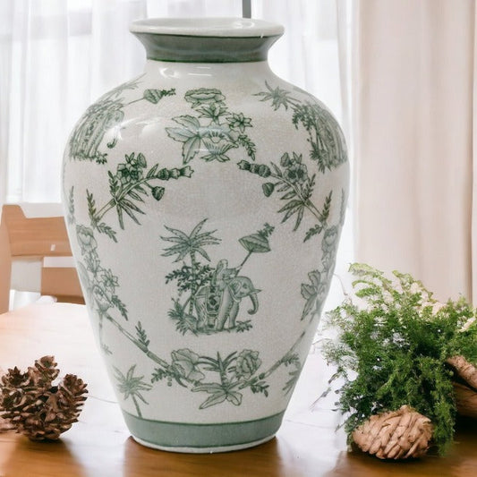 GREEN PARROT PALM WILLOW VASE