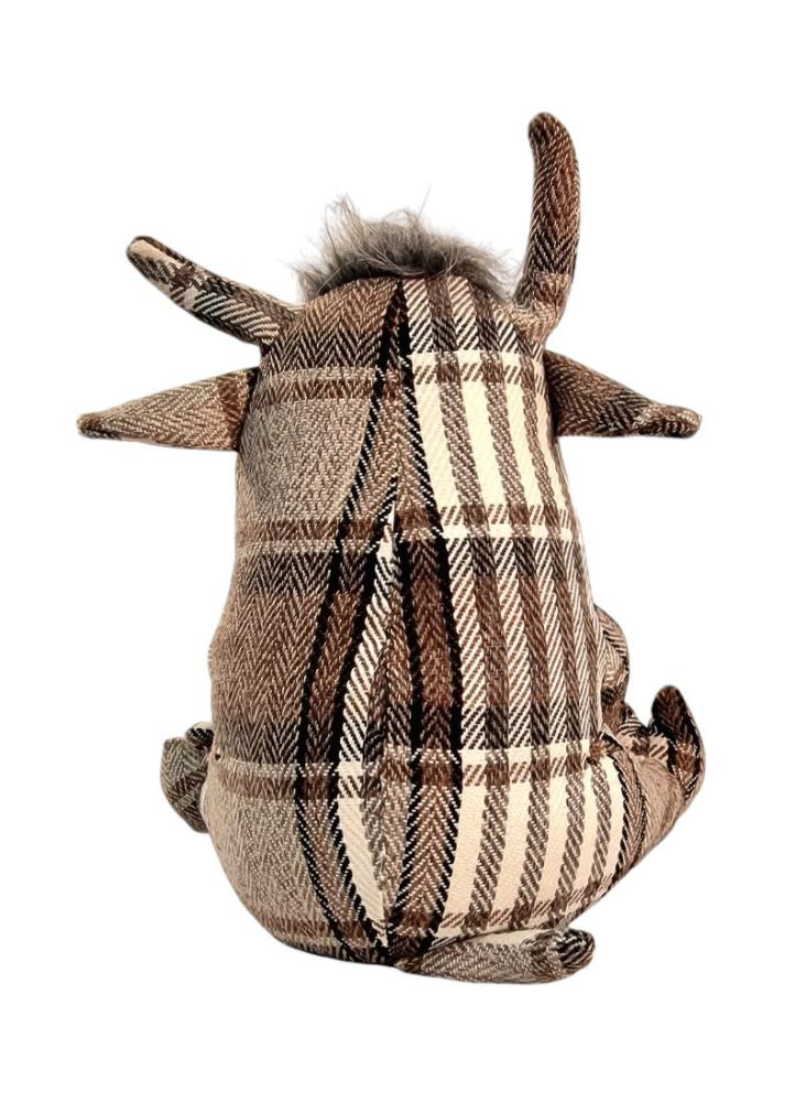 Eleanoras BULL GREY FABRIC TARTAN DOORSTOP Door Stops