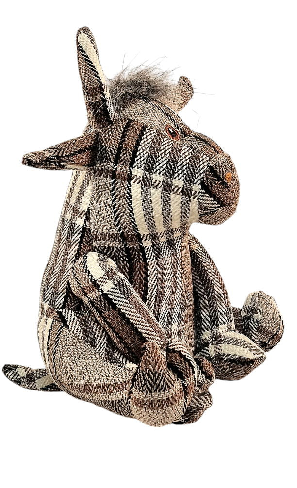 Eleanoras BULL GREY FABRIC TARTAN DOORSTOP Door Stops