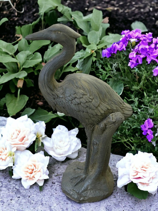 GREY HERON STONE EFFECT STATUE