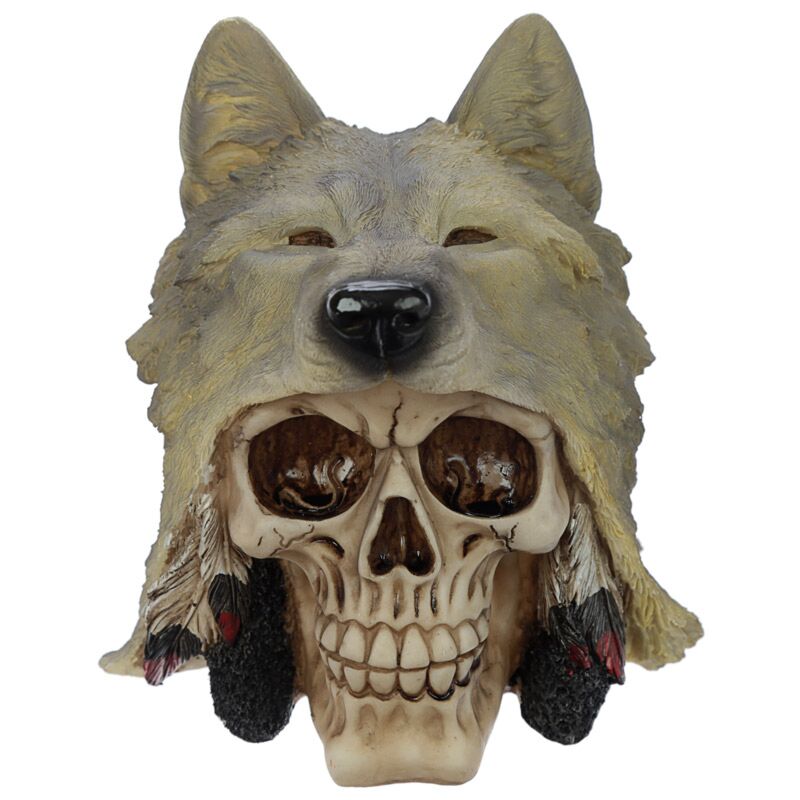Eleanoras Skull with Wolf Head Decoration Figurines & Sculptures
