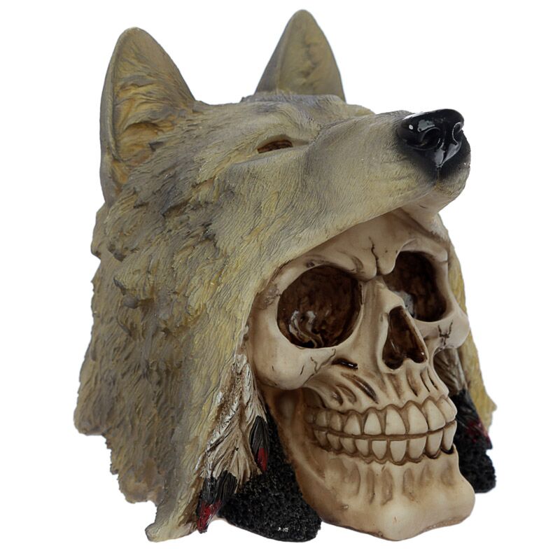 Eleanoras Skull with Wolf Head Decoration Figurines & Sculptures