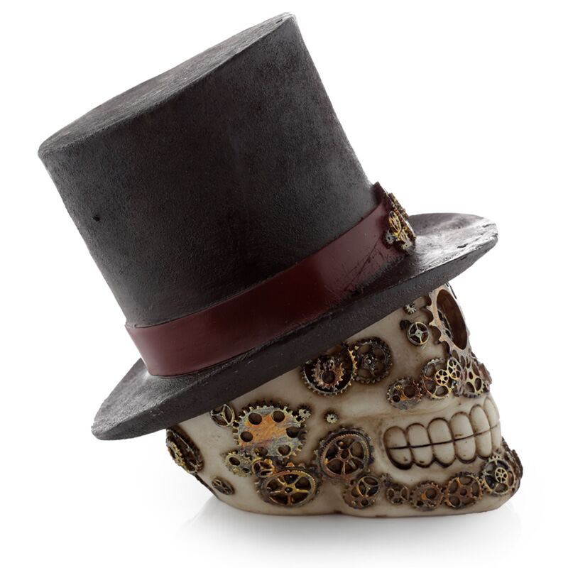 Eleanoras Steampunk Style Skull with Top Hat Figurines & Sculptures