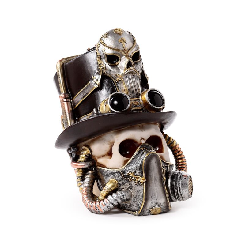 Steampunk Style Skull with Gas Mask & Top Hat