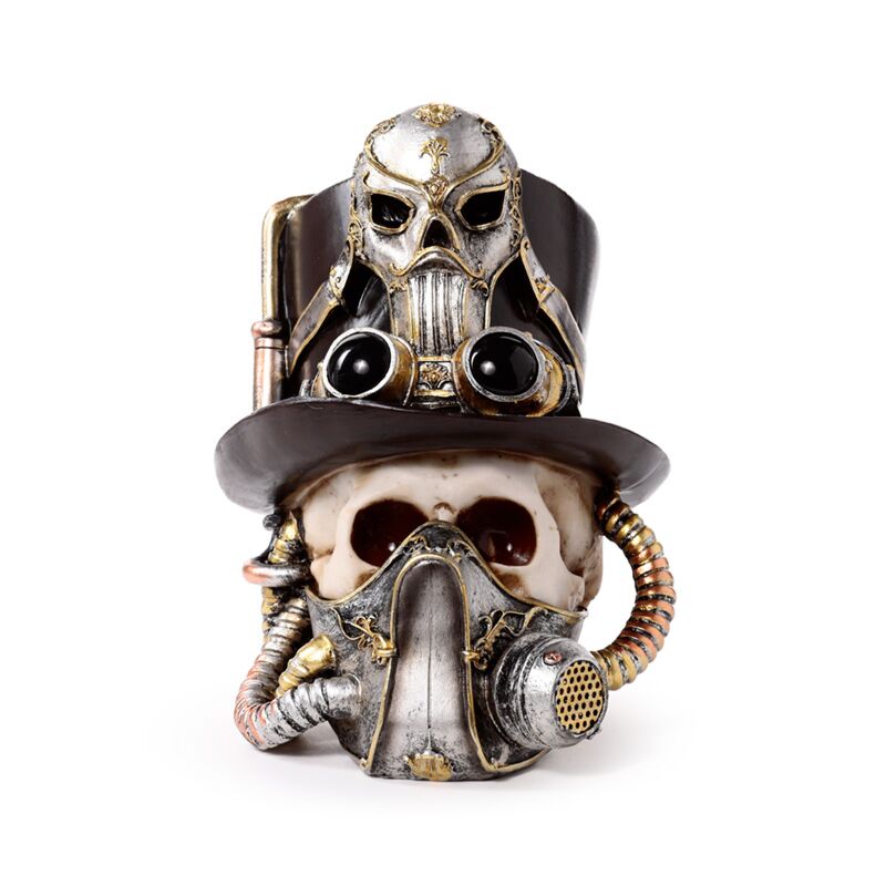 Steampunk Style Skull with Gas Mask & Top Hat