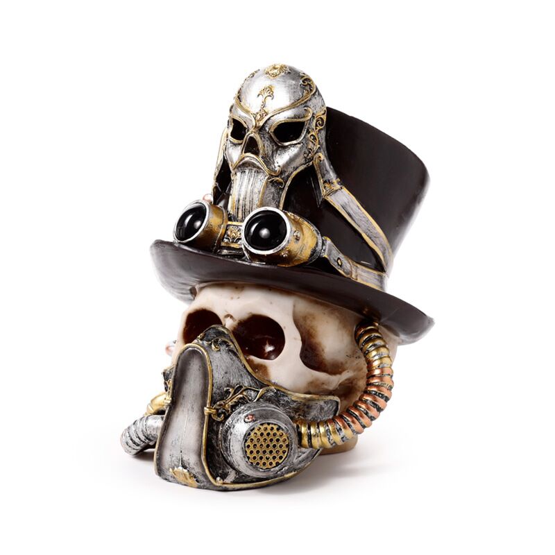 Steampunk Style Skull with Gas Mask & Top Hat