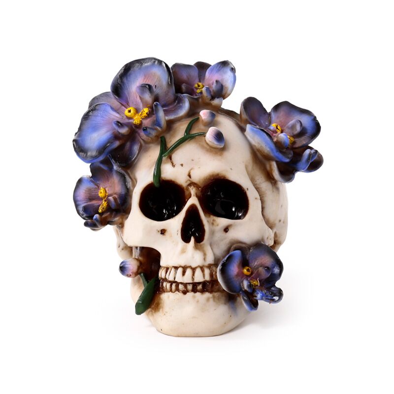 Skull with Purple Vine Flowers