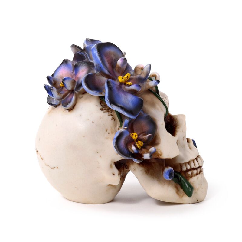 Skull with Purple Vine Flowers