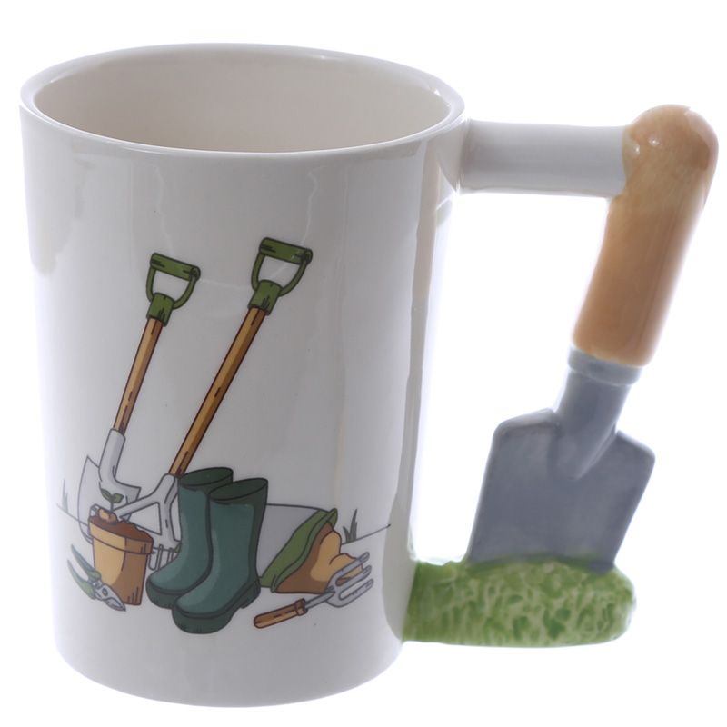 Eleanoras Garden Trowel Ceramic Shaped Handle Mug Mugs