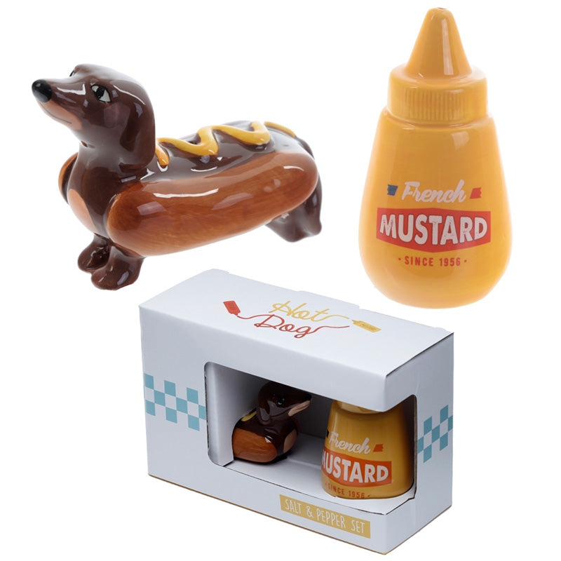 Eleanoras SAUSAGE DOG & MUSTARD SALT AND PEPPER SET- Due May 25 Condiment Sets
