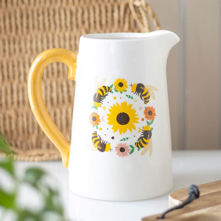 Eleanoras Summer Bee and Sunflower Ceramic Flower Jug 