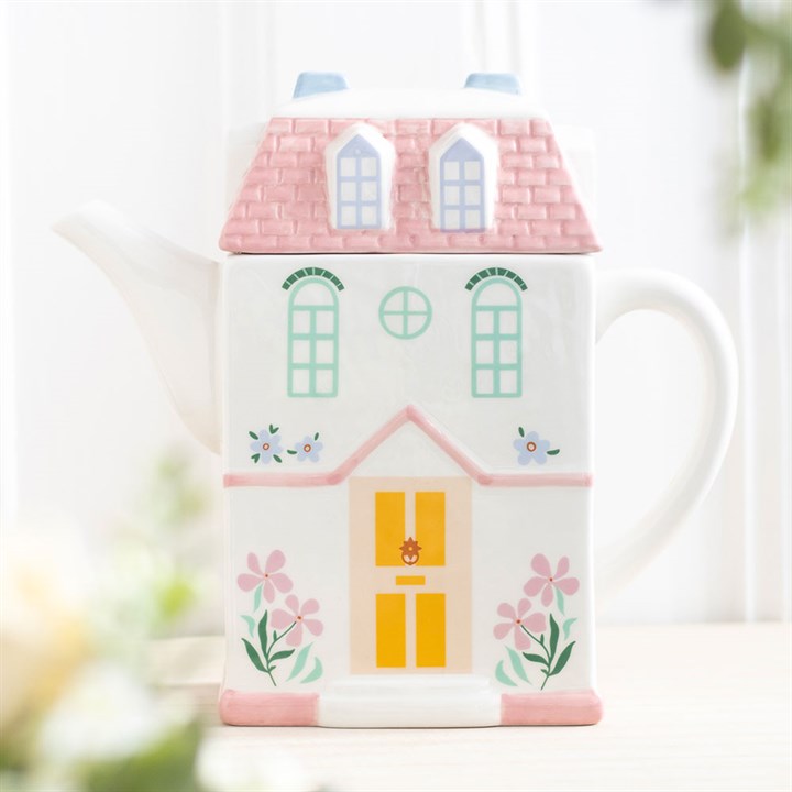 Eleanoras Pastel House Shaped Teapot Teapots & Tea Accessories