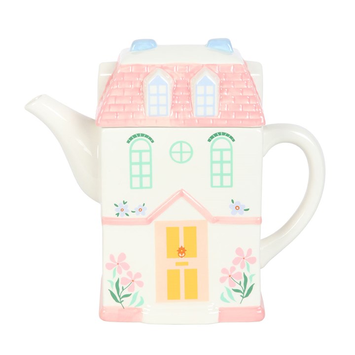 Eleanoras Pastel House Shaped Teapot Teapots & Tea Accessories