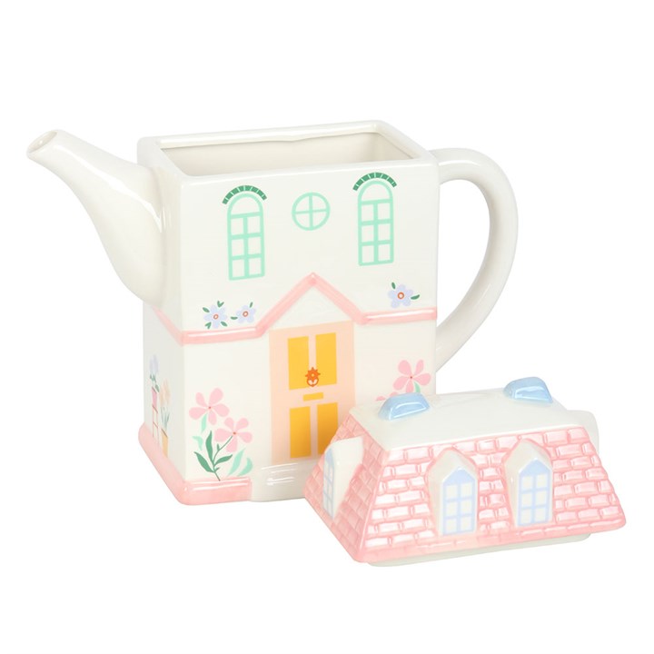 Eleanoras Pastel House Shaped Teapot Teapots & Tea Accessories