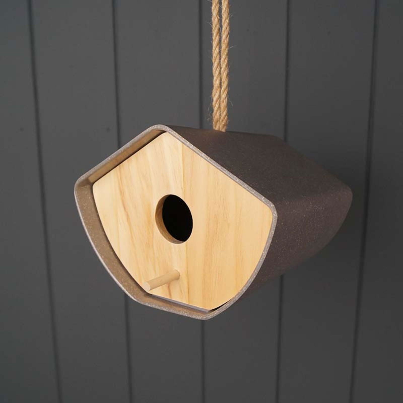 Eleanoras Earthy Anthracite Bamboo Japandi Birdhouse (16cm) 