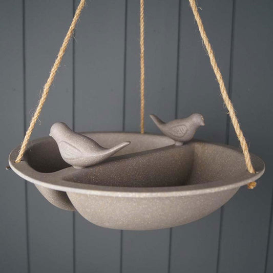 Eleanoras Earthy Straw Hanging Bird Bath and Feeder (27cm) 