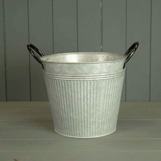 RIBBED ZINC PLANTER (23cm)