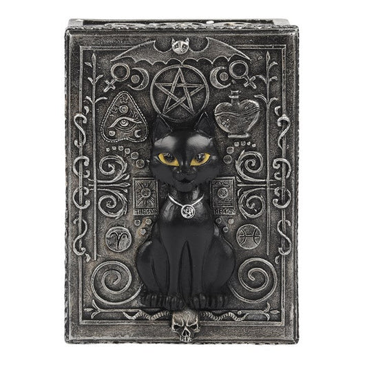 GOTHIC BLACK CAT RESIN STORAGE BOX