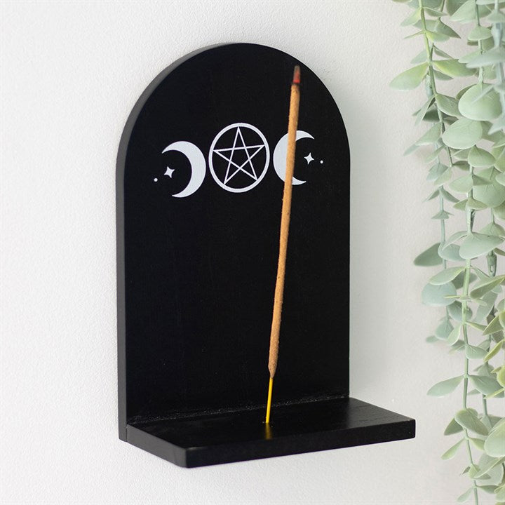 Eleanoras Black Triple Moon Incense Holder Shelf 