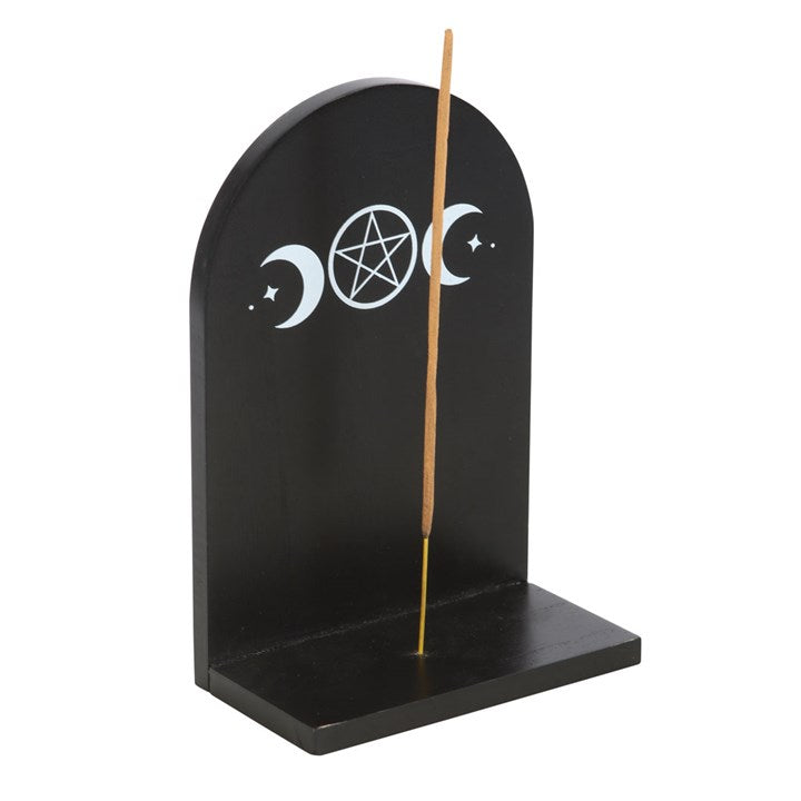 Eleanoras Black Triple Moon Incense Holder Shelf 