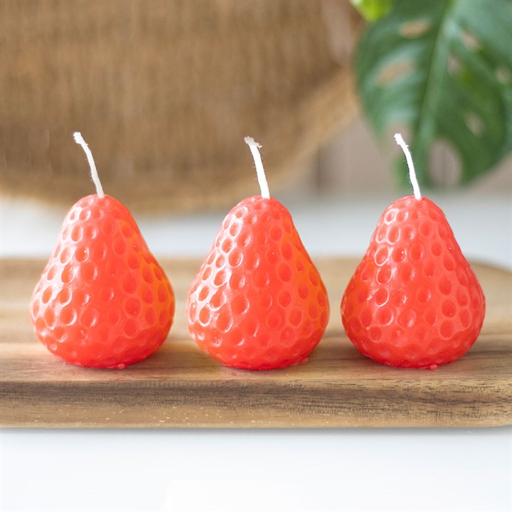 Eleanoras Set Of 3 Strawberry Shaped Candles Candles