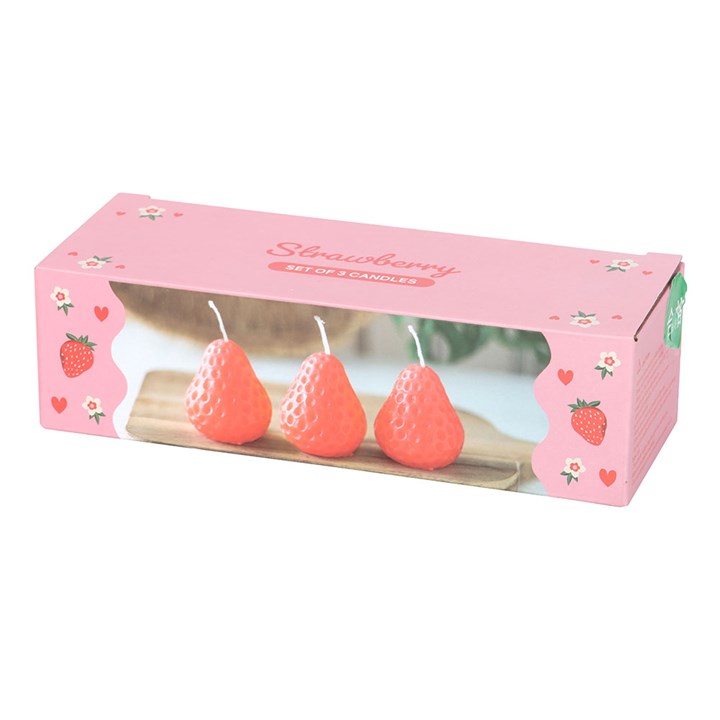 Eleanoras Set Of 3 Strawberry Shaped Candles Candles