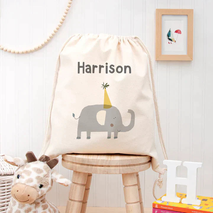 Eleanoras ELEPHANT PERSONALISED COTTON NURSERY BAG 