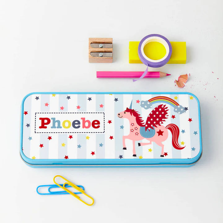 Eleanoras Personalised Unicorn Pencil Case Tin 