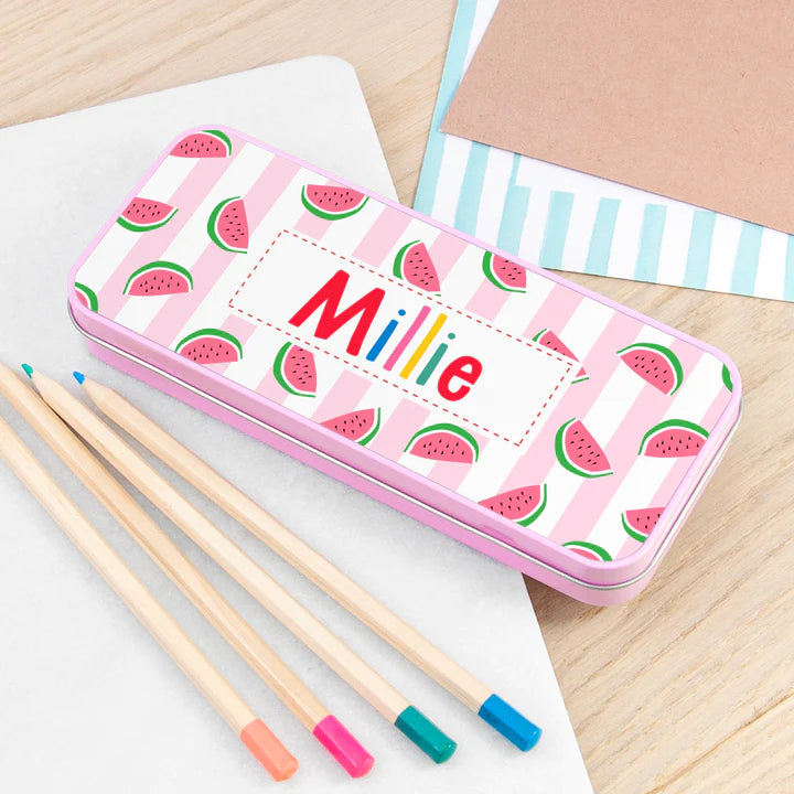 Personalised Melon Pattern Pencil Case Tin