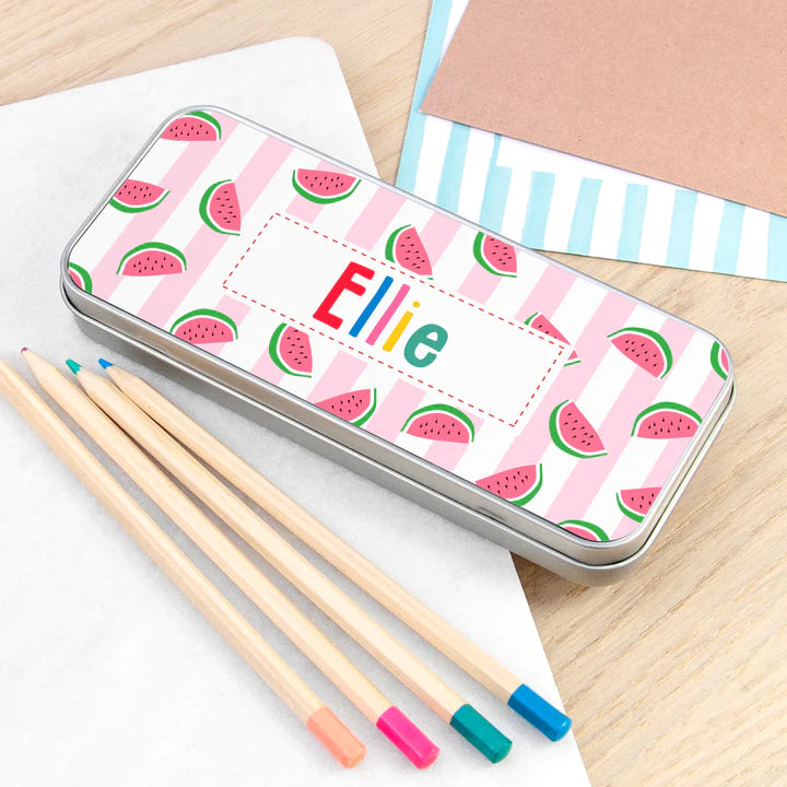 Personalised Melon Pattern Pencil Case Tin