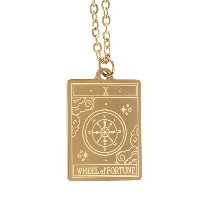 Eleanoras The Wheel of Fortune Vintage Tarot Necklace on Greeting Card 