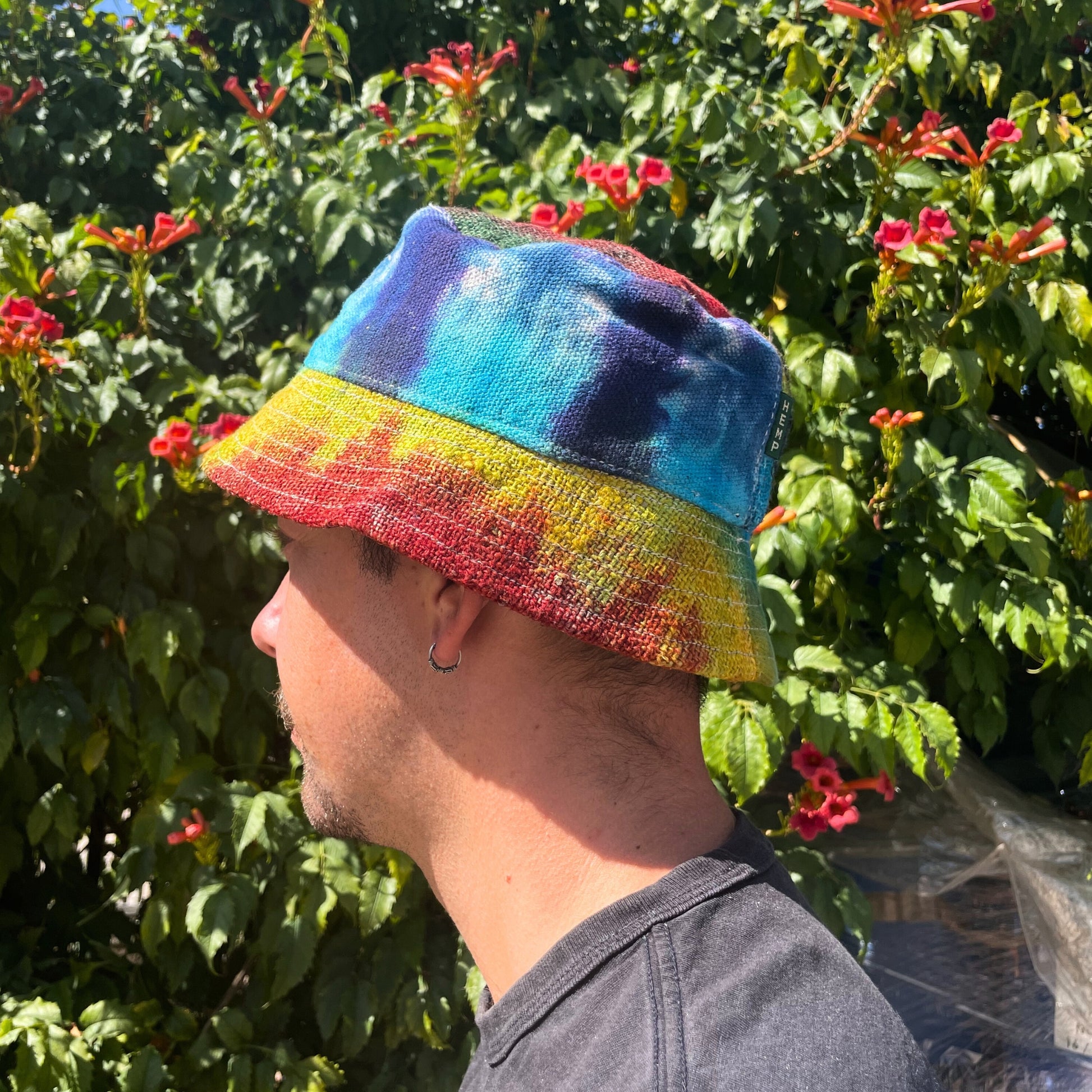 Eleanoras Tiedye Patched Hemp & Cotton Boho Festival Hat 