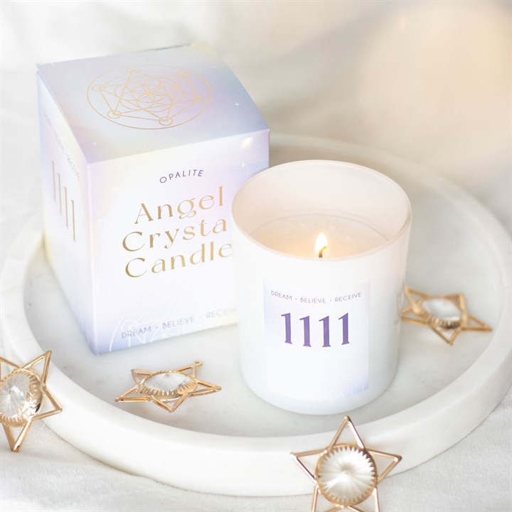 Eleanoras Angel Number 1111  Crystal Chip Candle Candles