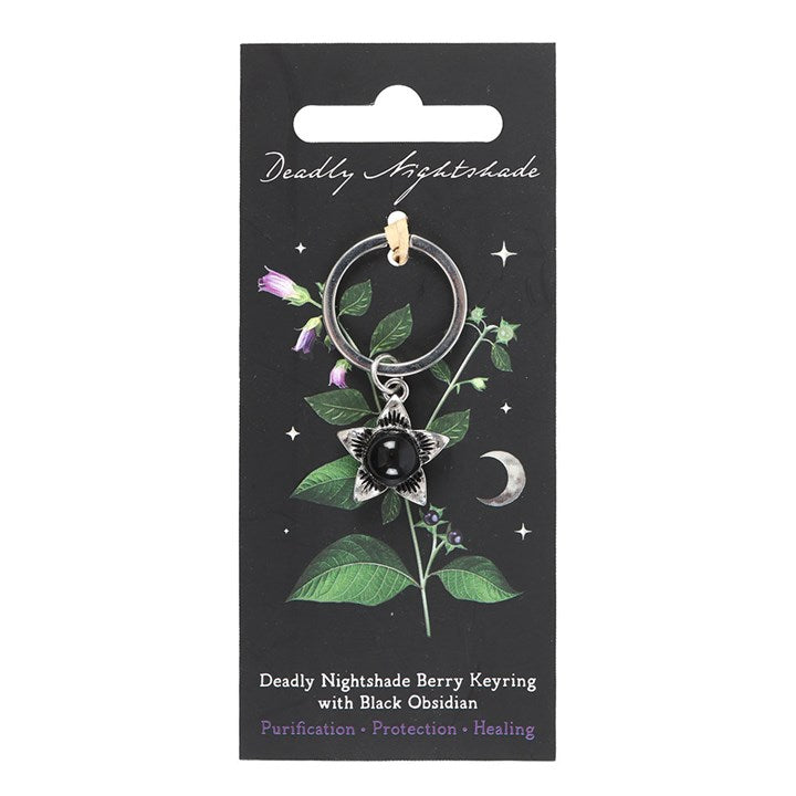 Eleanoras Deadly Nightshade Keyring with Black Obsidian Keyrings