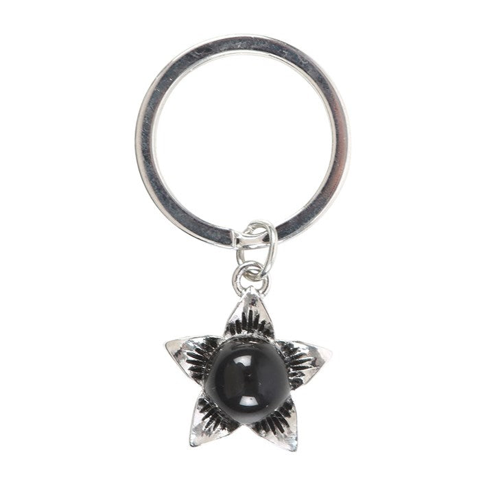 Eleanoras Deadly Nightshade Keyring with Black Obsidian Keyrings