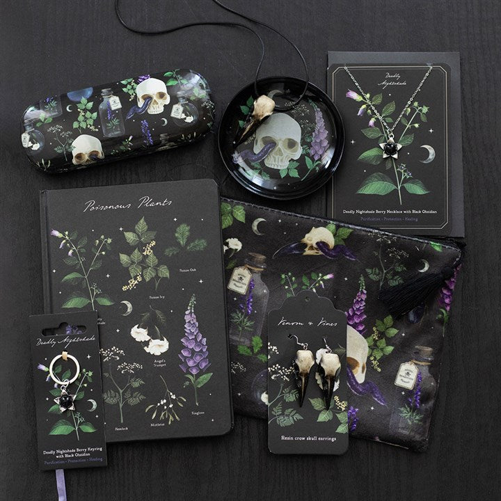 Eleanoras Deadly Nightshade Necklace with Black Obsidian on Greeting Card 