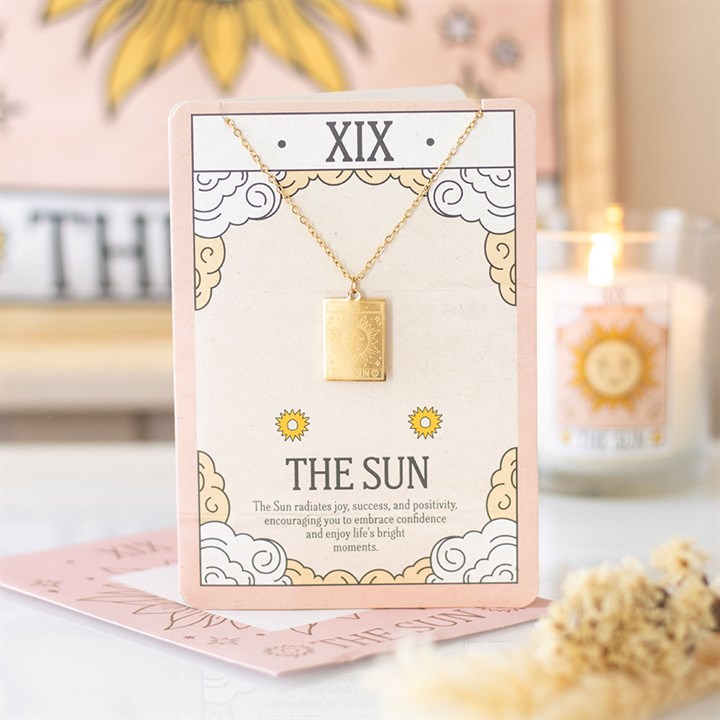 Eleanoras The Sun Vintage Tarot Necklace on Greeting Card 