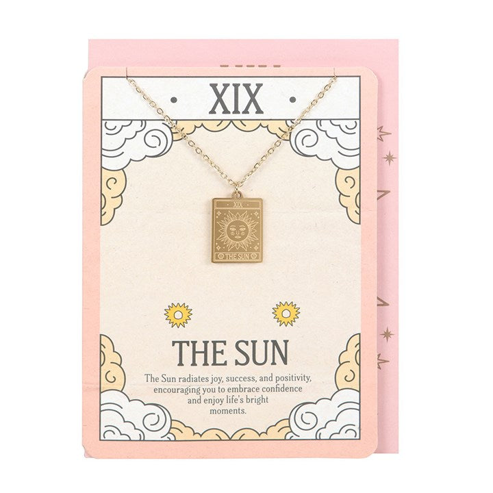 Eleanoras The Sun Vintage Tarot Necklace on Greeting Card 