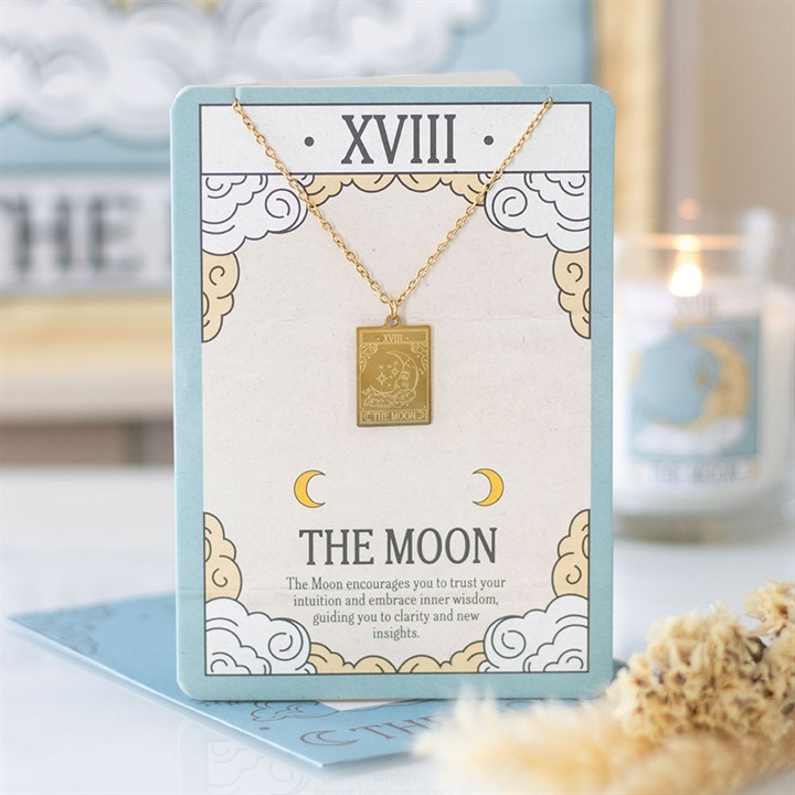 Eleanoras The Moon Vintage Tarot Necklace on Greeting Card 