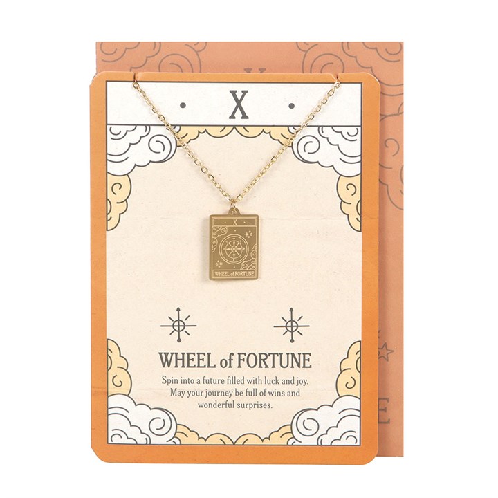 Eleanoras The Wheel of Fortune Vintage Tarot Necklace on Greeting Card 