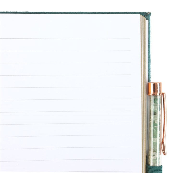 Eleanoras Book Of Abundance Journal With Green Adventurine Crystal Pen Notebooks & Journals