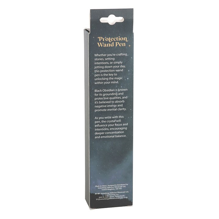 Eleanoras Protection Black Obsidian Crystal Wand Pen 