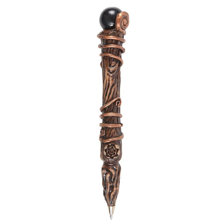 Eleanoras Protection Black Obsidian Crystal Wand Pen 
