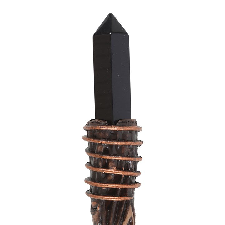 Eleanoras Thin Protection Black Obsidian Crystal Wand 