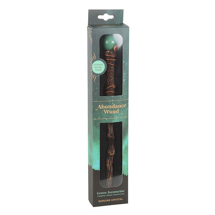 Eleanoras Abundance Green Aventurine Crystal Wand with Pouch 