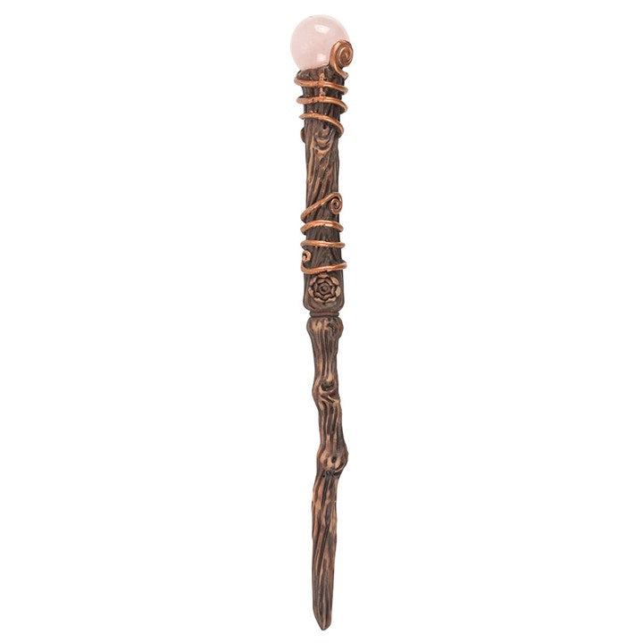 Eleanoras Romance Rose Quartz Crystal Wand with Pouch 
