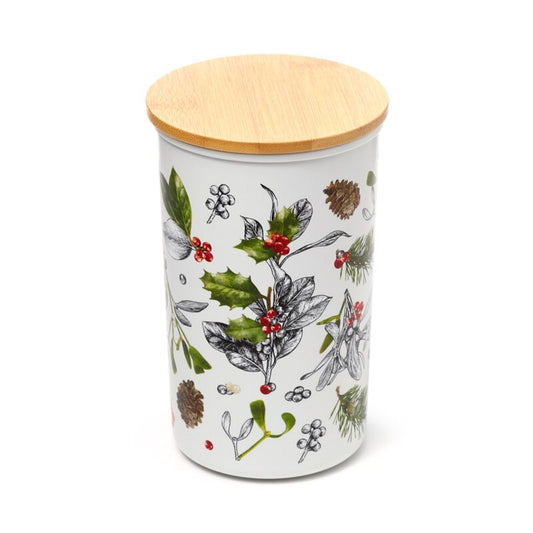 Eleanoras CHRISTMAS WINTER BOTANICALS BAMBOO STORAGE JAR Storage Jars