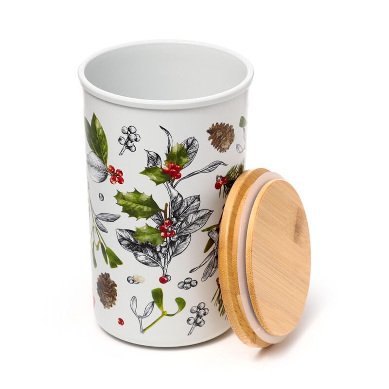 Eleanoras CHRISTMAS WINTER BOTANICALS BAMBOO STORAGE JAR Storage Jars