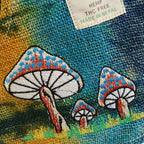 Green Mushrooms Hemp Embroidery Mushroom  Bag